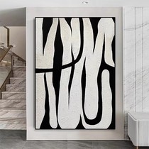 TY Hand Painted Oil Painting Abstract Black And White Living Room Sharp Floor Painting Creaty Modern Minimalist Restaurant Genguan Decoration Painting