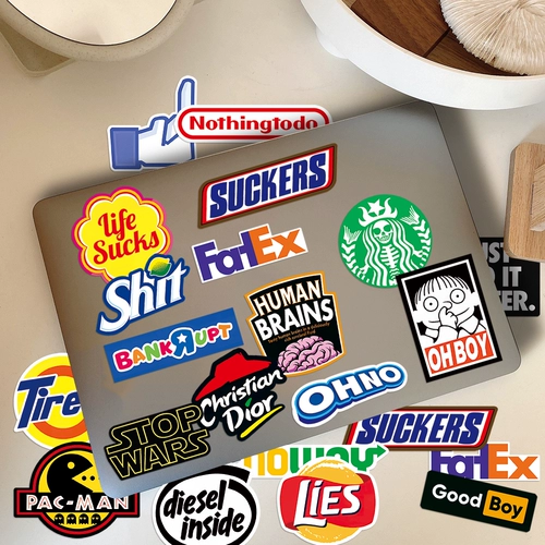 Мультяшный чемодан, ноутбук, кофейная водонепроницаемая наклейка со стаканом, наклейки, в американском стиле, с печатью вашего логотипа