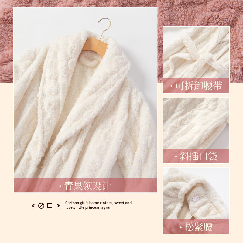 秋冬季加绒长款男天情侣珊瑚绒睡衣 andcake睡衣/家居服套装