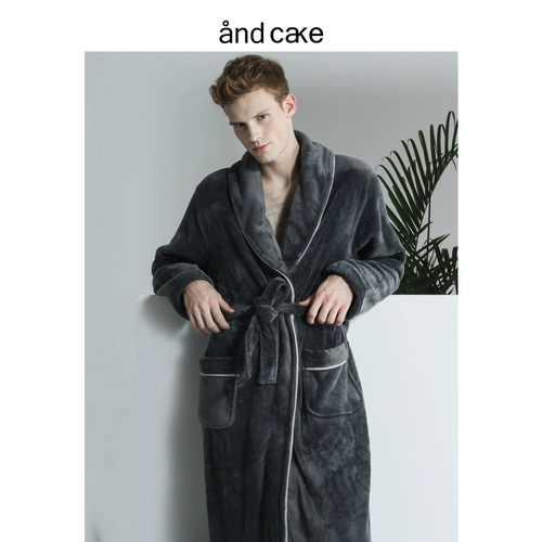 Зимний коралловый бархатный фланелевый банный халат для влюбленных, длинная утепленная пижама, увеличенная толщина