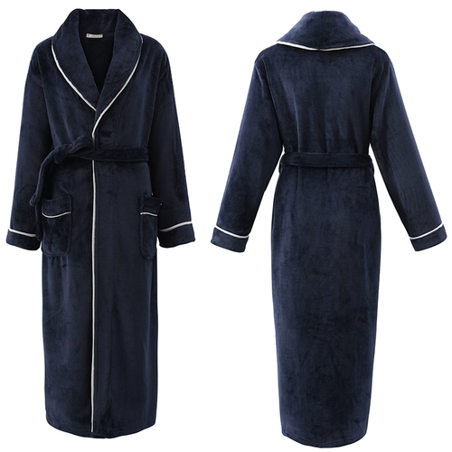 Зимний коралловый бархатный фланелевый банный халат для влюбленных, длинная утепленная пижама, увеличенная толщина