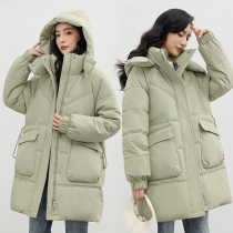 Gestational Woman Dress 2023 New Coat Autumn Winter Exterior Wearing Loose Big Code Thickened Down Cotton Clothing Medium Long Winter Dress Cotton Clothes