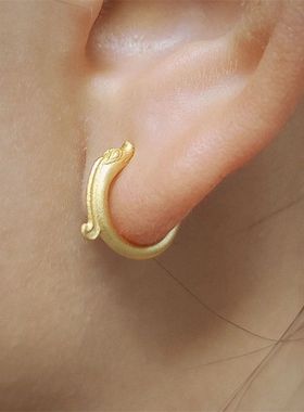 古法玉猪龙C形龙手镯戒指耳环耳夹高级感简约复古国风可调节配饰