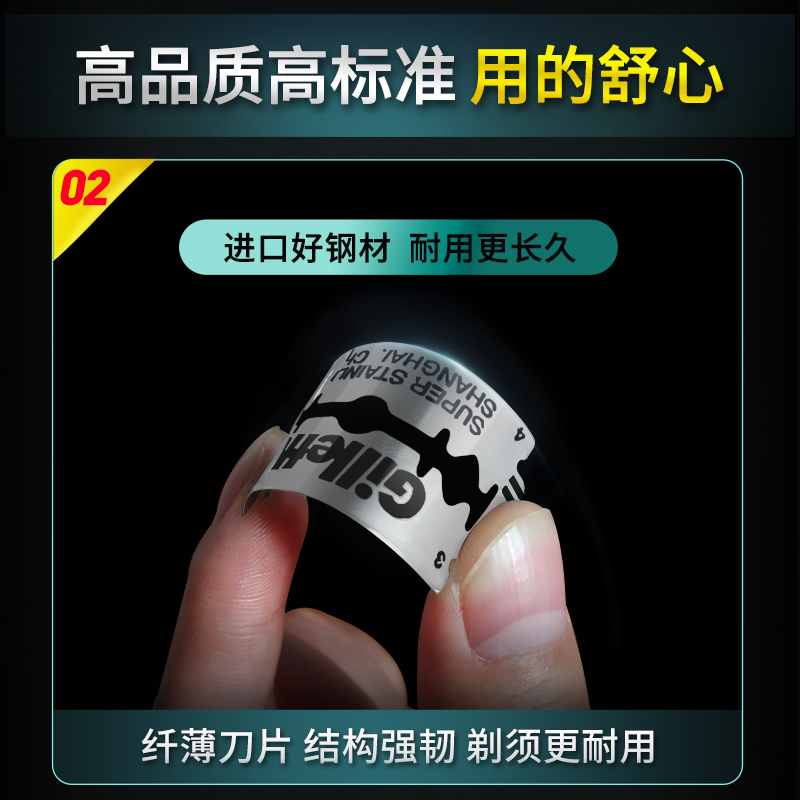 超级蓝吉列手动剃须刀双面刀片不锈钢老式刮胡子刀片式刀头男士 - 图1