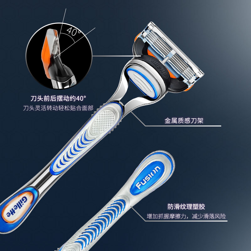 Gillette/吉列锋隐剃须刀手动锋速5刀片刮脸刮胡刀1刀架5刀头套餐