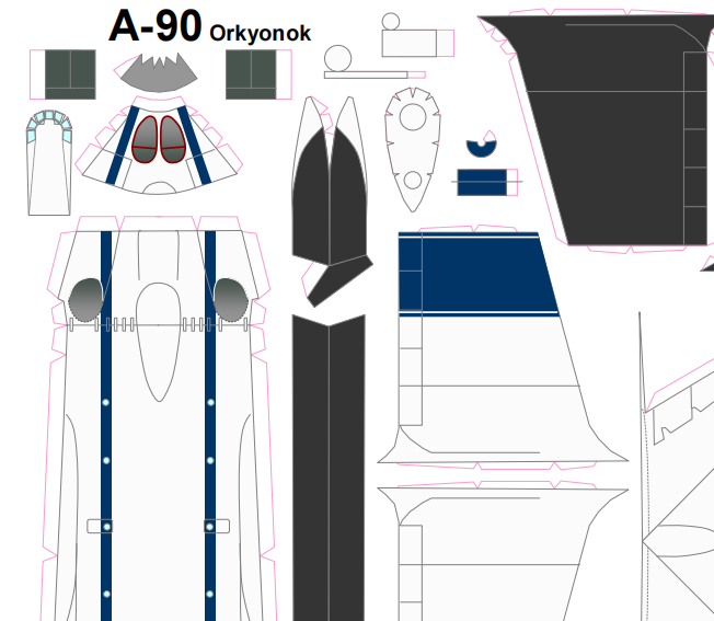 1：300苏联空军A90地效飞行器模型3D纸模DIY手工战斗机轰炸机模型 - 图0