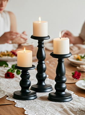 烛台黑色铁艺摆件蜡烛浪漫婚庆创意礼物餐桌烛光晚餐装饰欧式
