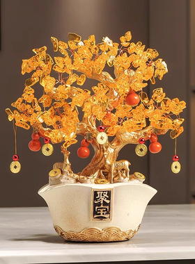 发财树摇钱树招财猫进宝摆件办公室店铺前台装饰乔迁开业礼物品