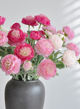 洋牡丹仿真花植绒3头千姿露莲家居客厅装饰摆件婚庆布置花艺批发