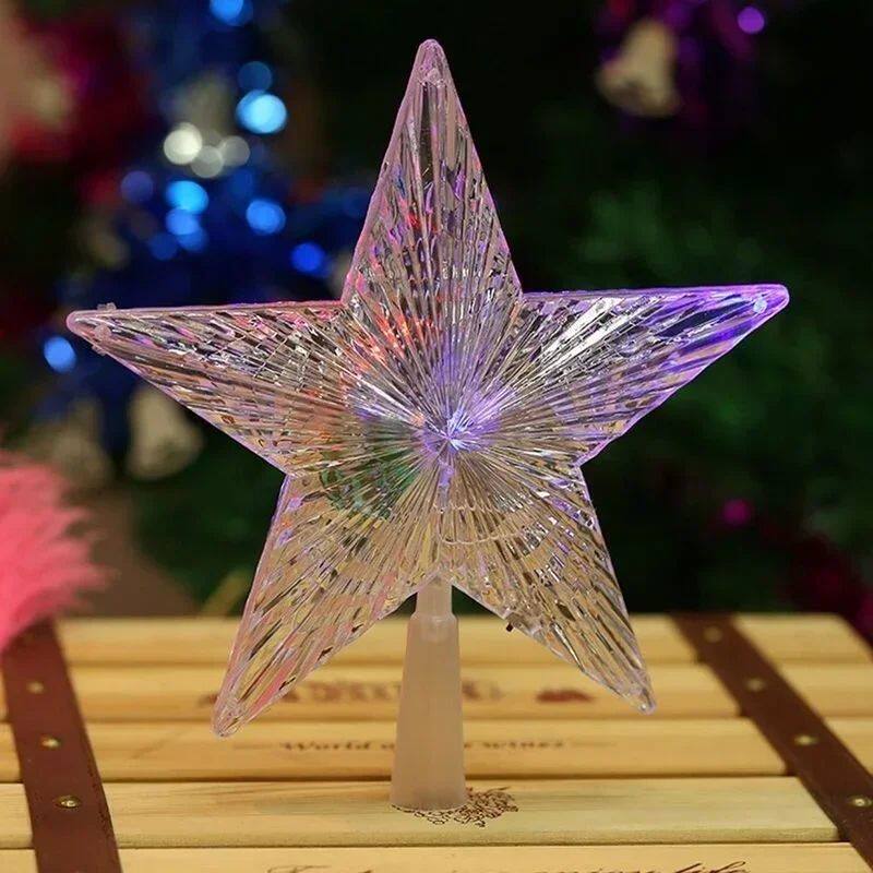 1PCS Color Changing Xmas Christmas Tree Topper Star Shiny Ro - 图2