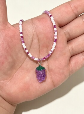 多巴胺项链儿童日韩彩色串珠童趣卡通可爱蝴蝶爱心锁骨链少女项饰