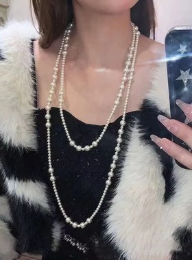 赫本风长款叠戴珍珠项链女毛衣链气质高级感轻奢小众2024新款爆款