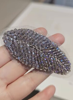 海家西子璀璨工艺水晶叶子发夹手工缝制气质BB夹边夹刘海夹发饰女