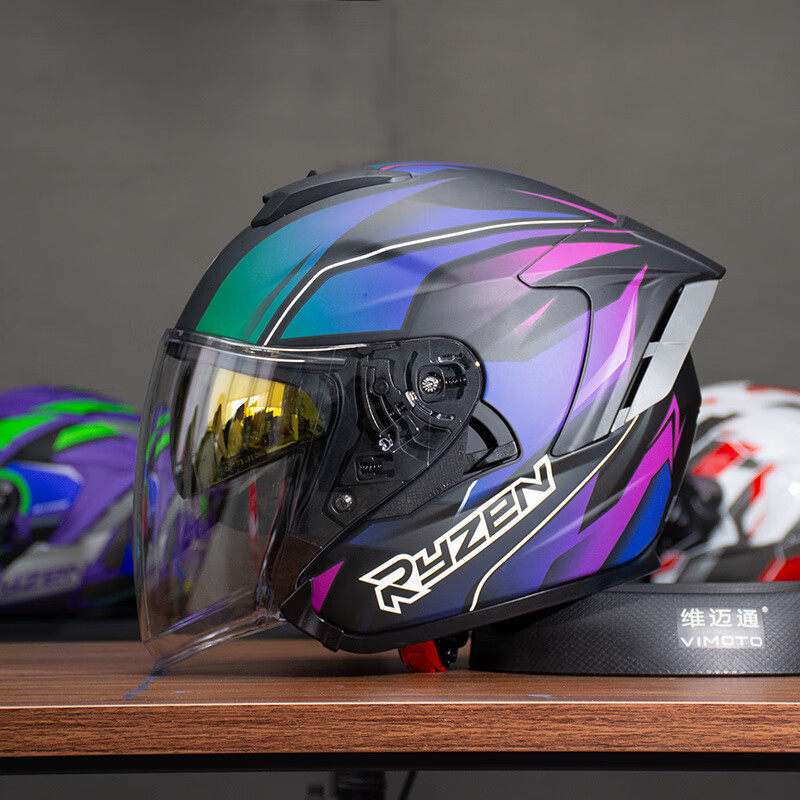 rsv头盔摩托车头盔四分之三盔双镜片春夏季男女士骑行机车防摔 - 图1