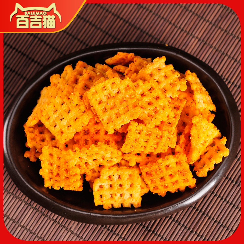 百吉猫豆香麻辣味孜然味休闲*锅巴 百吉猫膨化食品