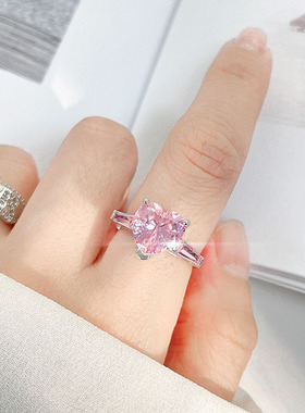 满天星粉色爱心戒指女夏