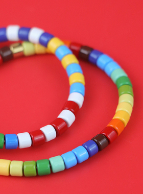 彩色糖果串米珠手链男女情侣款