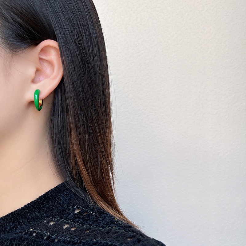 kevkev朱珠同款圆环珐琅女士红色耳环轻奢高级感独特绝美2025耳饰-图2