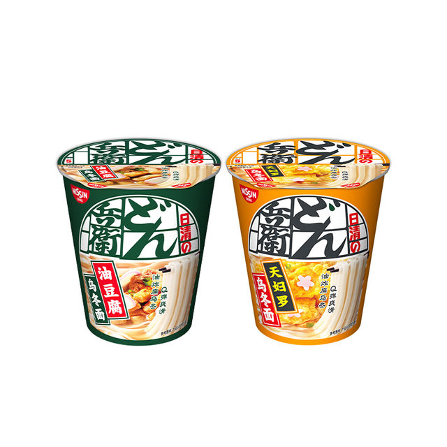 Nissin Donbei Cup Noodles Oil Tofu Tempura Udon 2 Flavors 6 Cups/12 Cups Instant Instant Noodles