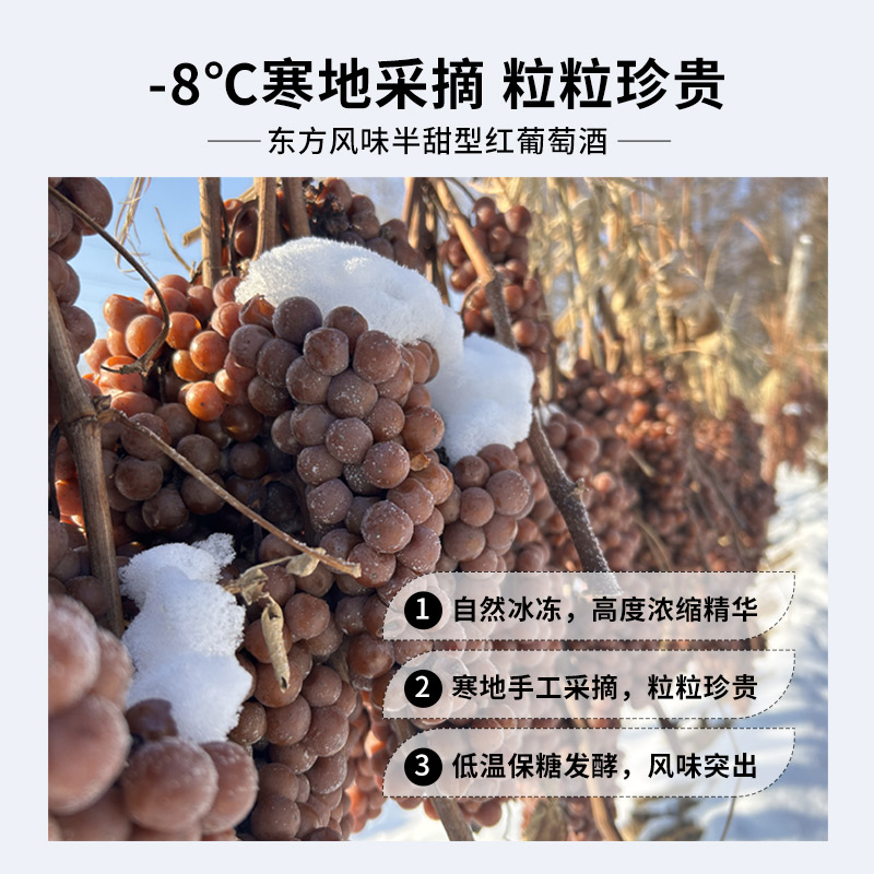 通化葡萄酒 通化瑞雪兆丰威代尔半甜白葡萄酒12度740ml - 图1