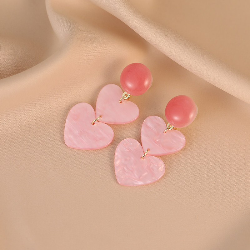 甜美可爱粉色爱心亚克力耳环ins小众设计感耳钉蚊香盘无耳洞耳夹,淘宝优惠券,粉丝福利购,淘宝优惠卷
