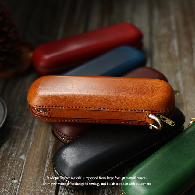 Japanese retro leather glasses box handmade high-end