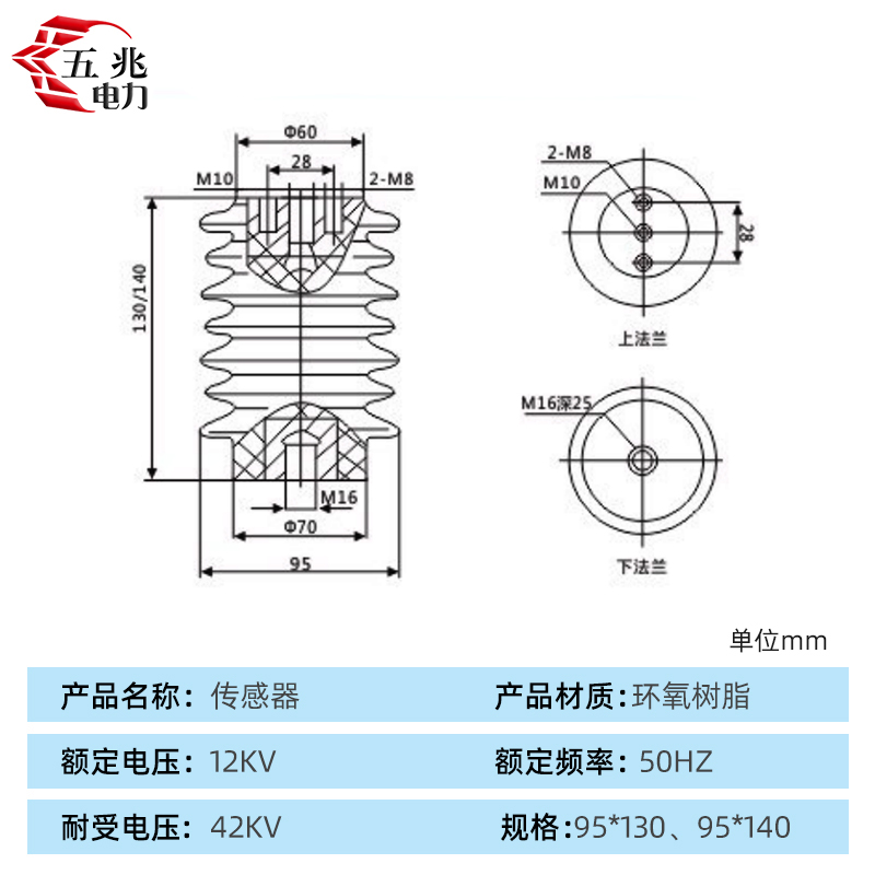 10KV高压传感器CG5-10Q/95*140-145户内中置柜环网柜带电显示装置 - 图0