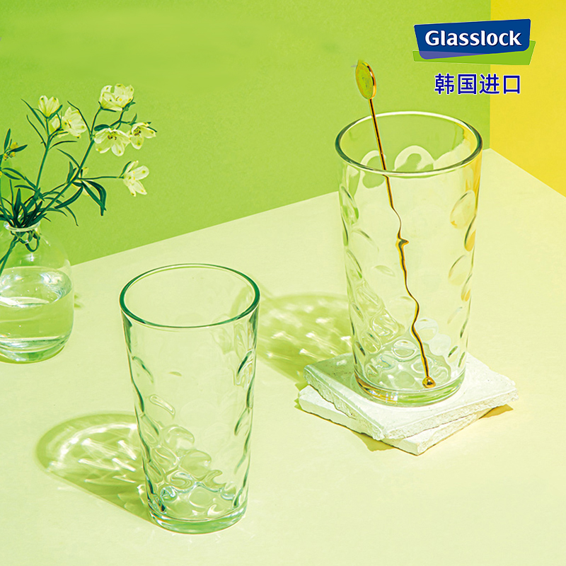 Glasslock进口耐热钢化玻璃杯子家用啤酒杯带波点微波炉加热水杯 - 图3