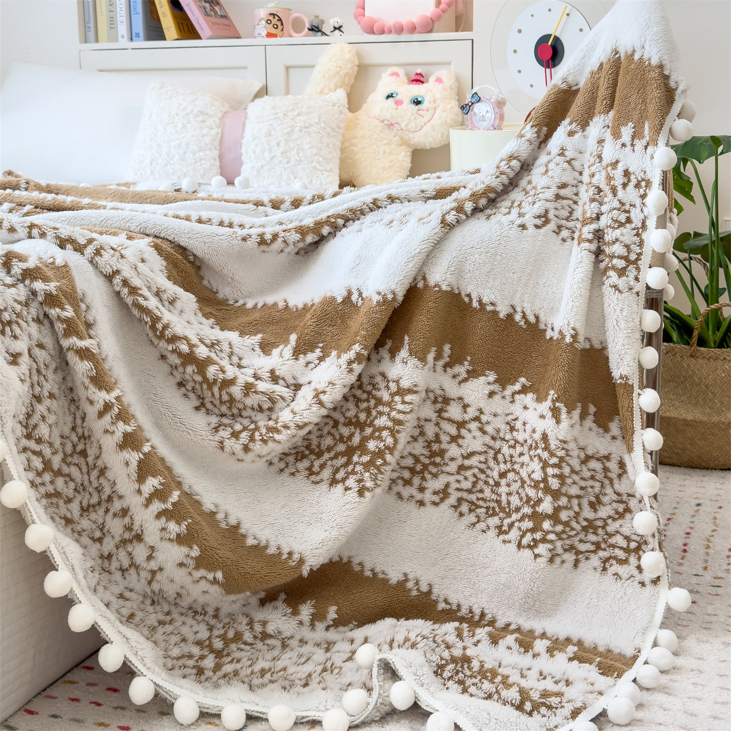 2025小红书推荐毛球沙发毯可机洗雪花绒盖毯宿舍毯车载小毯子床单