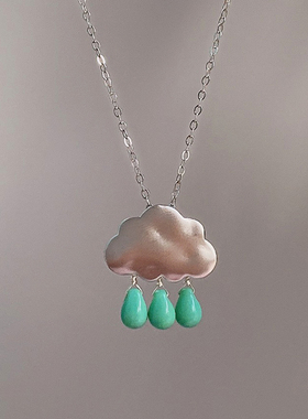 云朵雨滴项链女小众潮情人节礼物