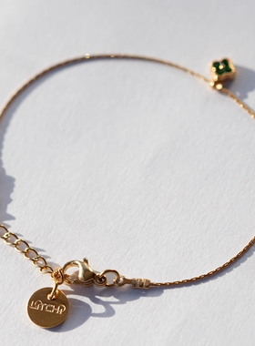 复古气质绿水晶四叶草手链