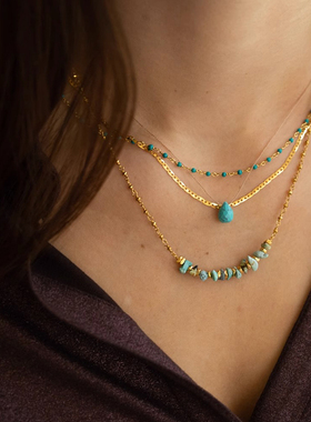 ins博主同款蓝绿松石串珠项链