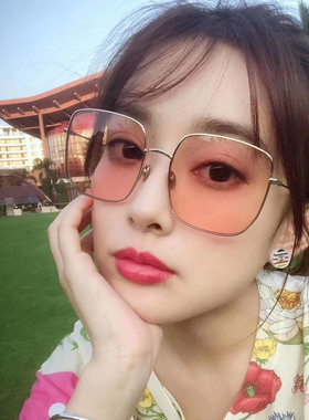 景甜周扬青明星同款潮平光眼镜