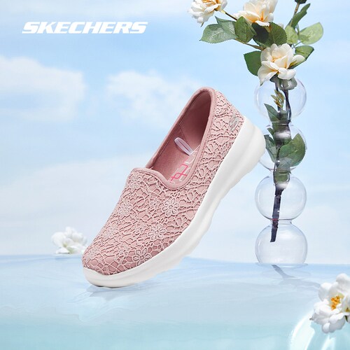 斯凯奇女子舒适蕾丝刺绣一脚蹬软底健步鞋 - 图2