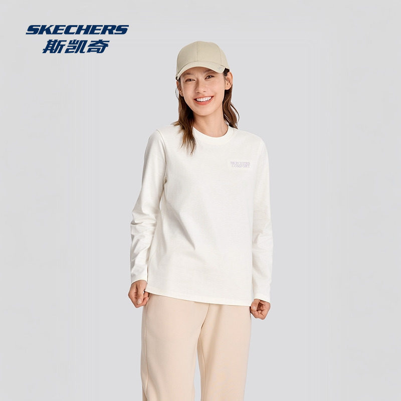 斯凯奇秋季女款防紫外线长袖T恤衫简约休闲舒适上衣打底衫,淘宝优惠券,粉丝福利购,淘宝优惠卷