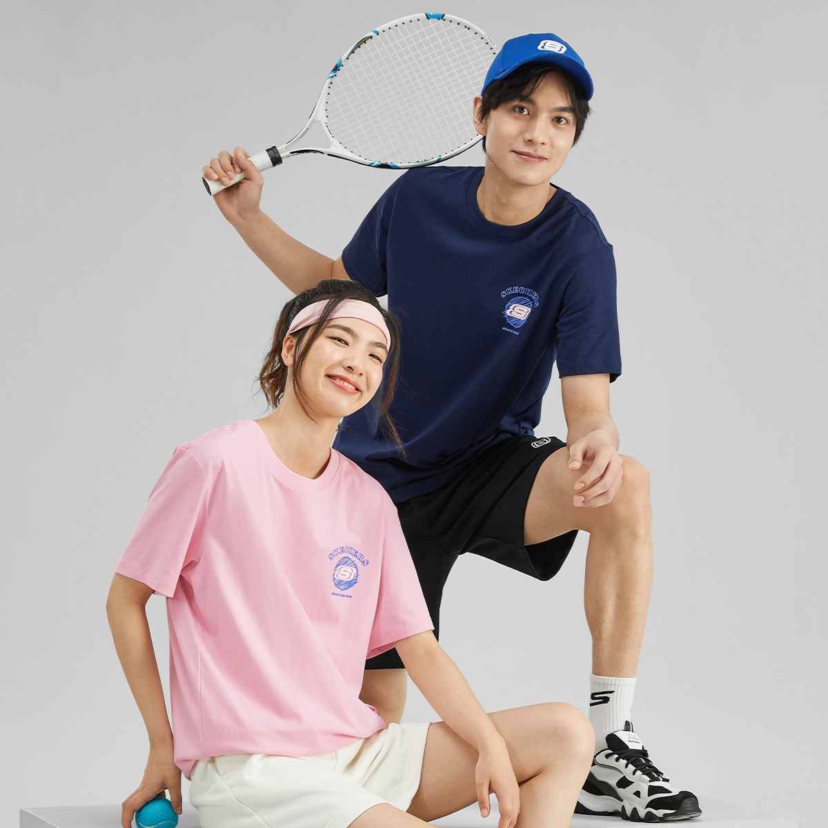 Skechers 斯凯奇正品奥莱 2024春季新品男女同款运动T恤舒适短袖