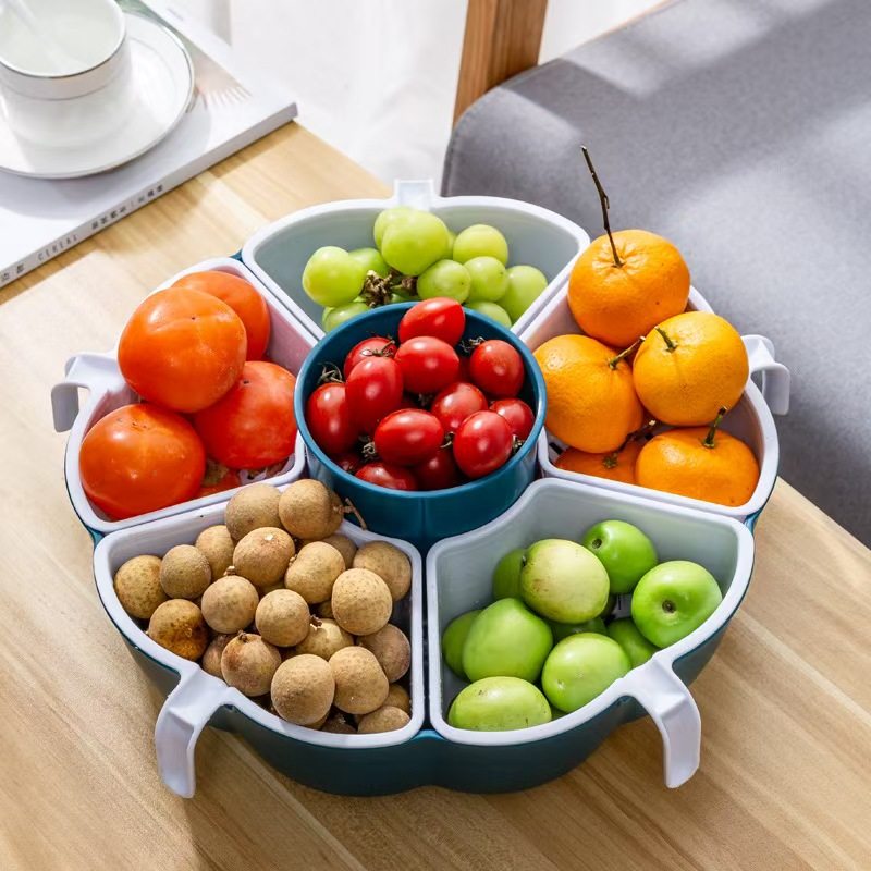 新款旋转沥水篮洗菜水果双层旋转火锅拼盘分格美观桌面其他收纳盒,淘宝优惠券,粉丝福利购,淘宝优惠卷
