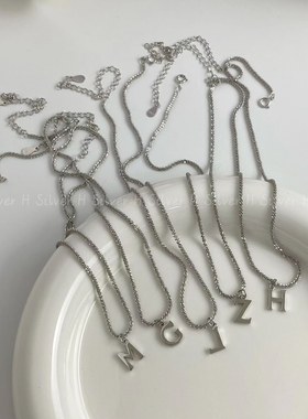 S925银女英文字母锁骨链
