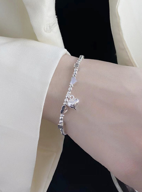 通体S925纯银甜美时尚爱心手链