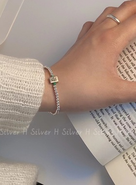 通体925银国潮麻将发字手链