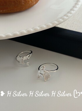 欢遇纯银不褪色银杏叶食指戒