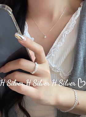 S925银天然珍珠项链吊坠女款2026新款锁骨链颈链女配裙子银饰