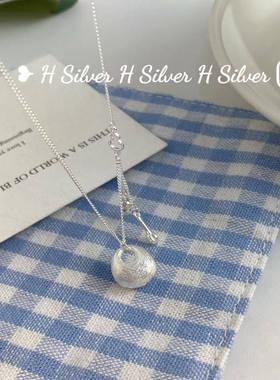 S925银拉丝银坨坨项链