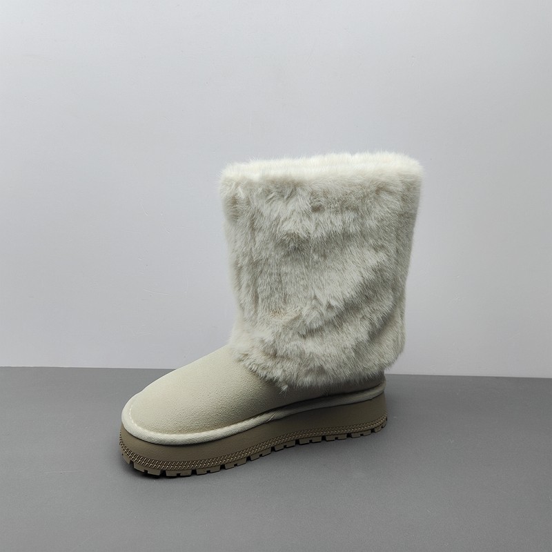 2025冬季尾货处理新款真皮女棉靴圆头浅米色雪地靴防滑底毛毛靴,淘宝优惠券,粉丝福利购,淘宝优惠卷