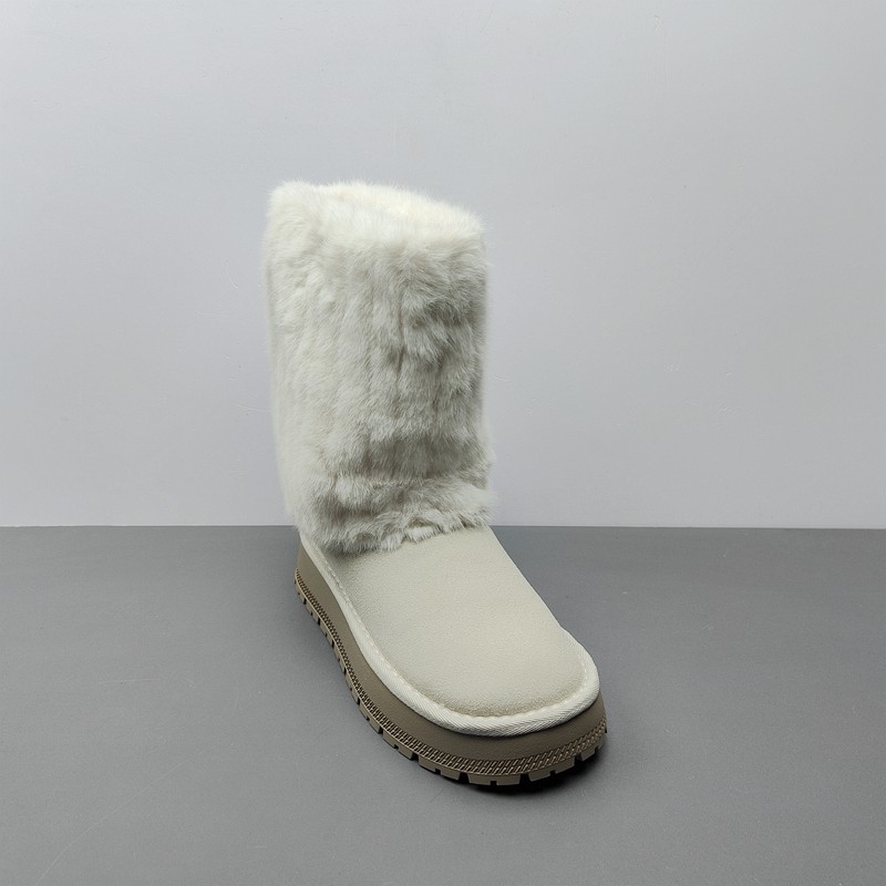 2025冬季尾货处理新款真皮女棉靴圆头浅米色雪地靴防滑底毛毛靴,淘宝优惠券,粉丝福利购,淘宝优惠卷