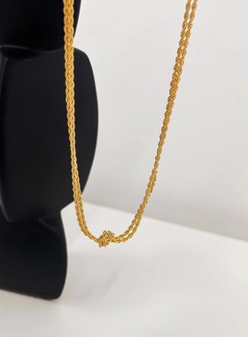 双层麻花结项链时尚通勤复古百搭