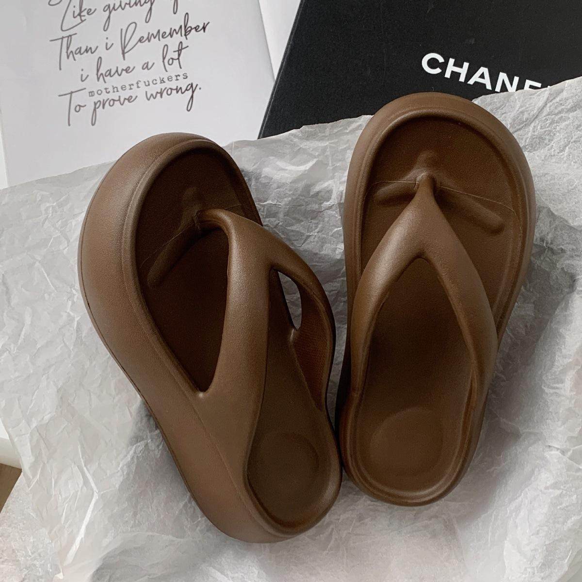 厚底人字拖鞋女夏季踩屎感EVA增高沙滩海边搭裙子夹脚软休闲凉拖,淘宝优惠券,粉丝福利购,淘宝优惠卷