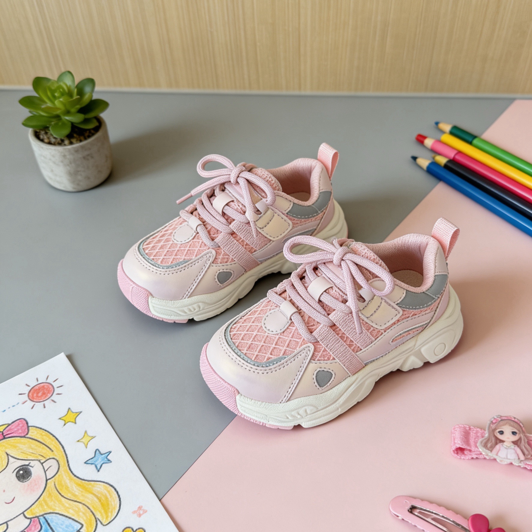 芭杜乐BADULE亮粉女童运动鞋魔术贴百搭时尚舒适轻便透气春秋童鞋 - 图1