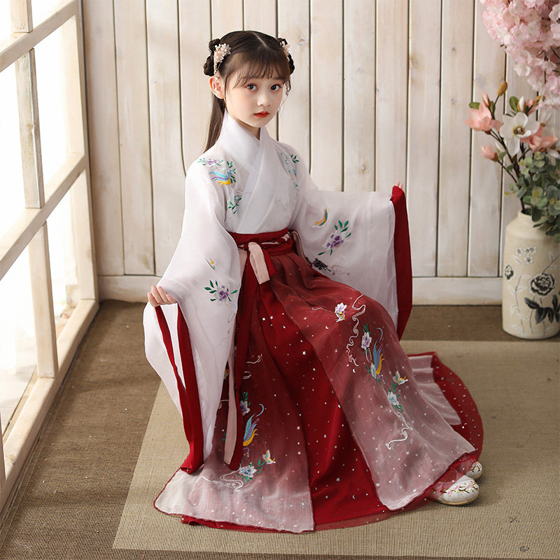 中国风古装原创女童交领学生汉服 柠溪民族服装/舞台装