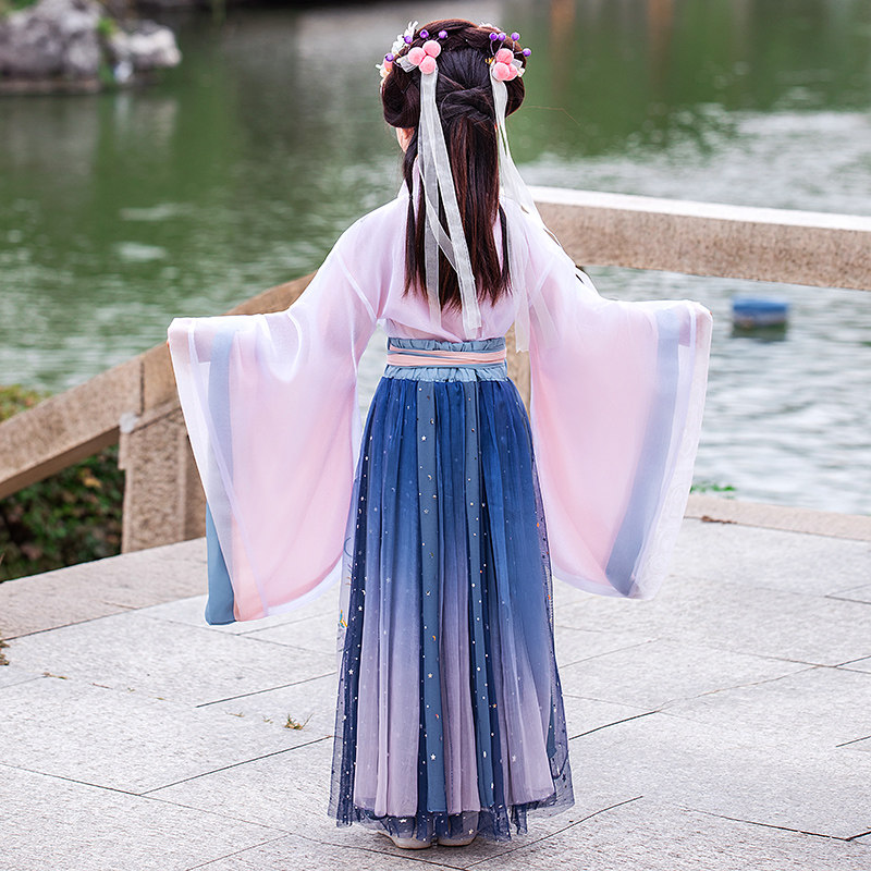 儿童女童古装冬季中国风超仙汉服 柠溪民族服装/舞台装